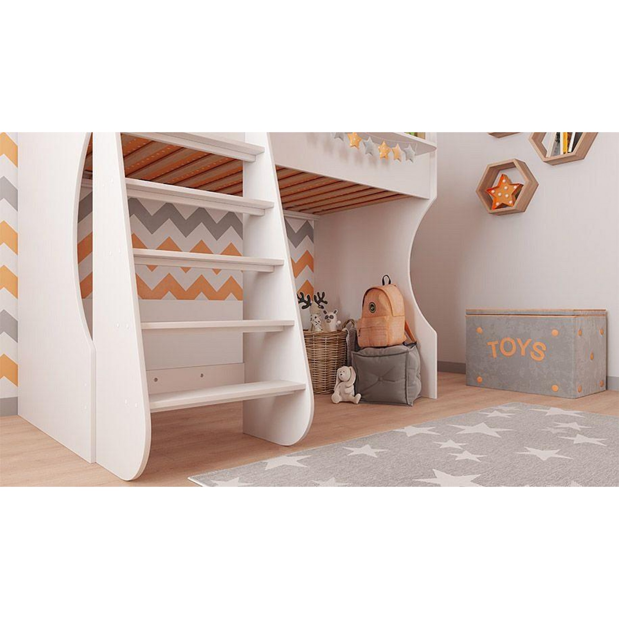 Кровать-чердак Polini Kids Dream 1700 белый 1642x1240x1357(TPL_0002427-9)