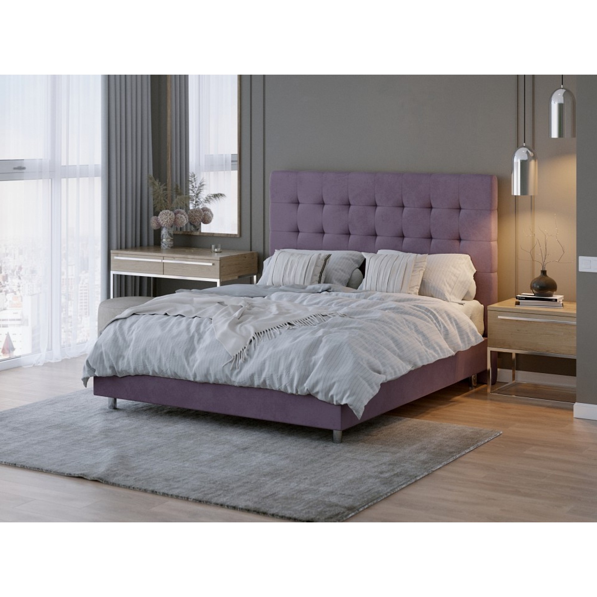 Кровать полутораспальная Madrid Boxspring Standart  ORM_140-200-MadridBoxspringStandart-UltraPlum