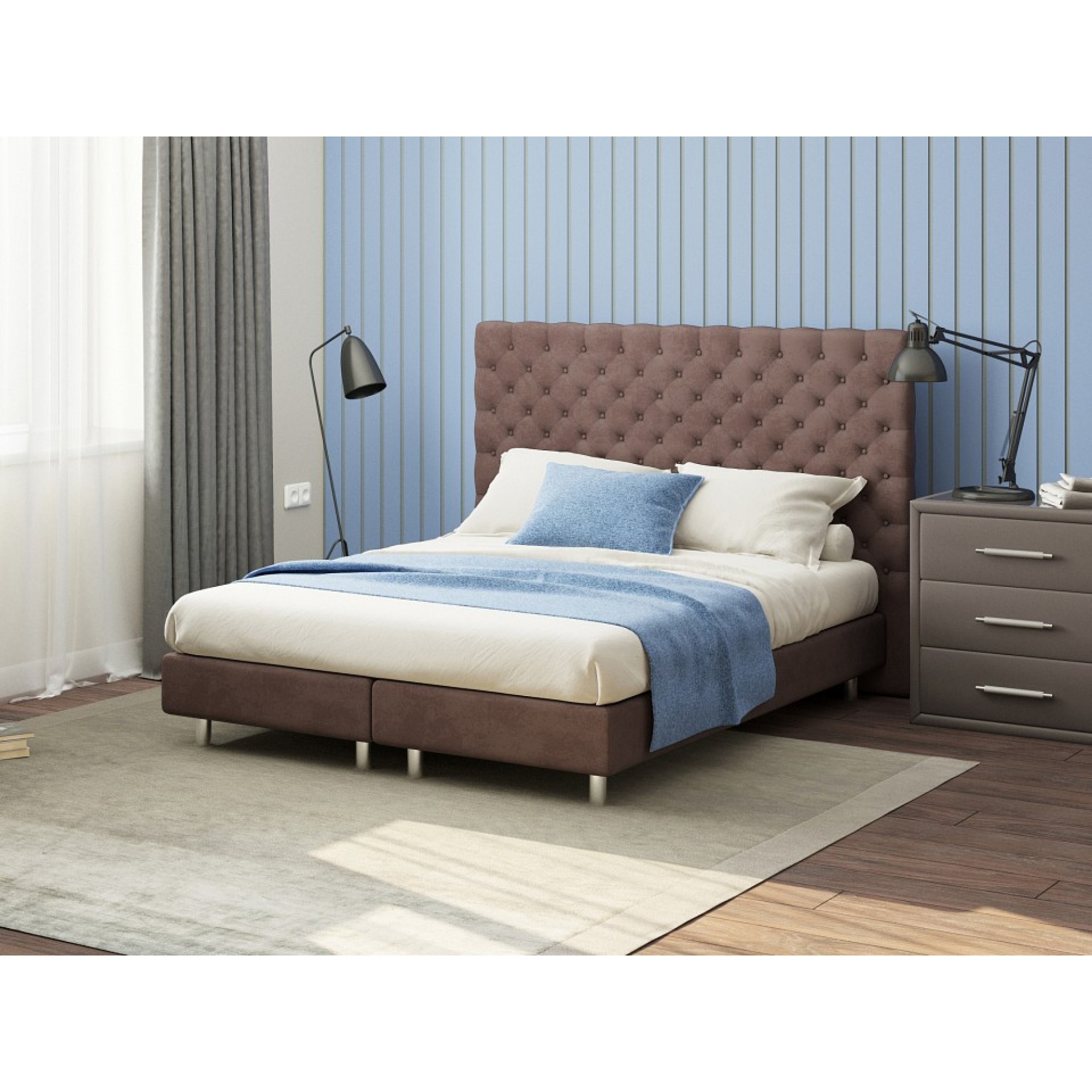 Кровать двуспальная Paris Boxspring Lift  ORM_160-200-ParisBoxspringLift-UltraHotChocolate