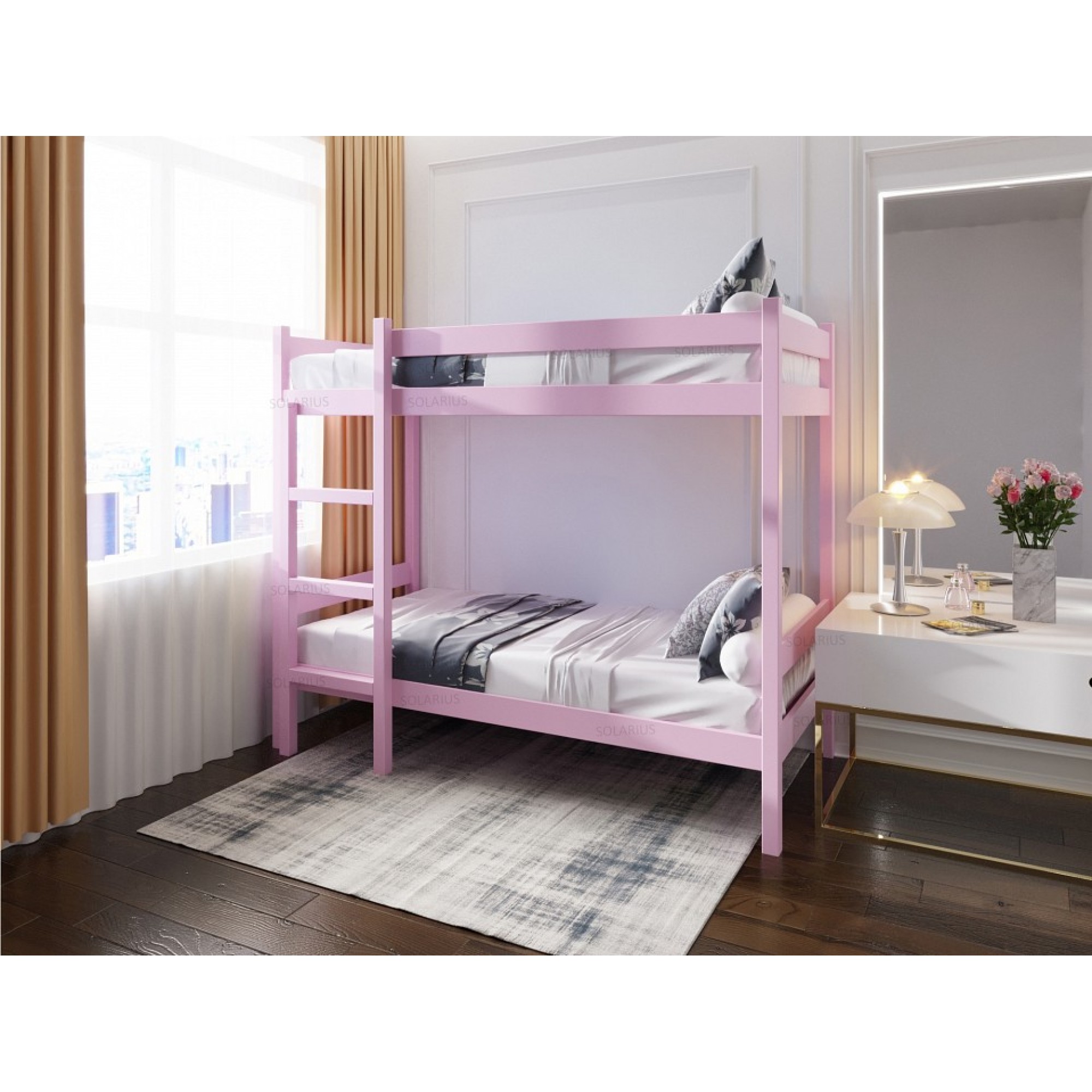 Кровать двухъярусная Solarius 1900x900 розовый    SLR_dvuh90190roz