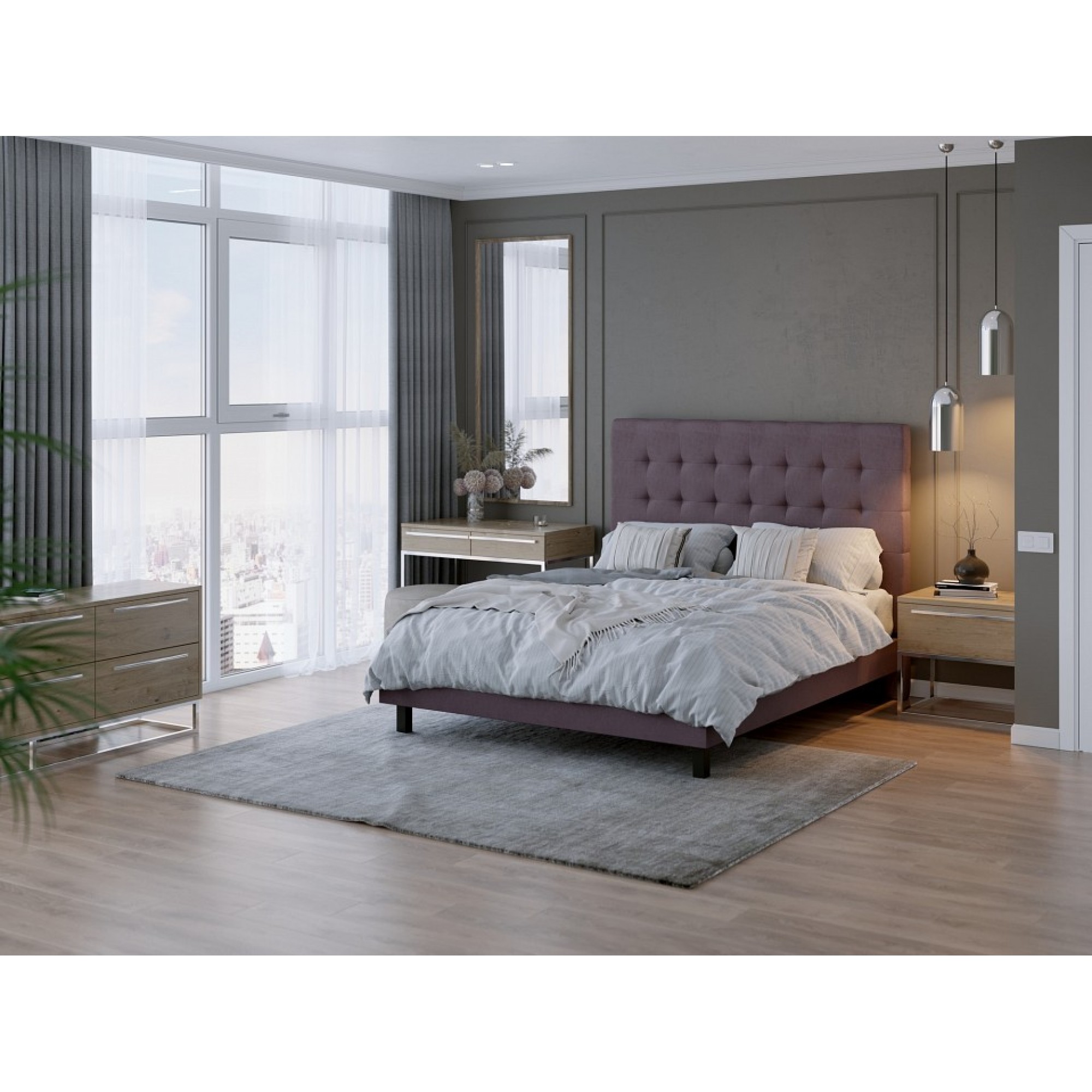 Кровать полутораспальная Madrid Boxspring Standart  ORM_140-200-MadridBoxspringStandart-TetraPlum