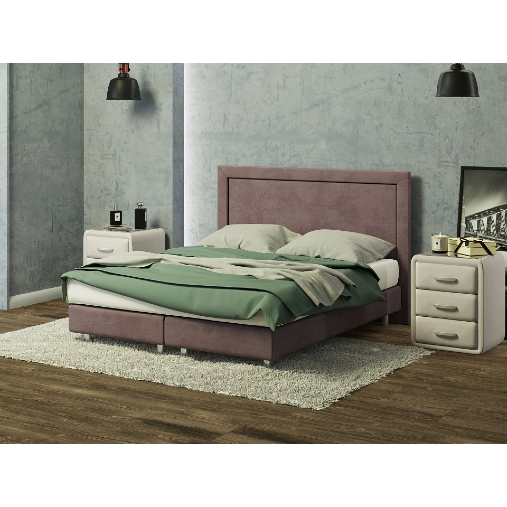 Кровать полутораспальная London Boxspring Elite  ORM_140-200-LondonBoxspringElite-UltraHotChocolate