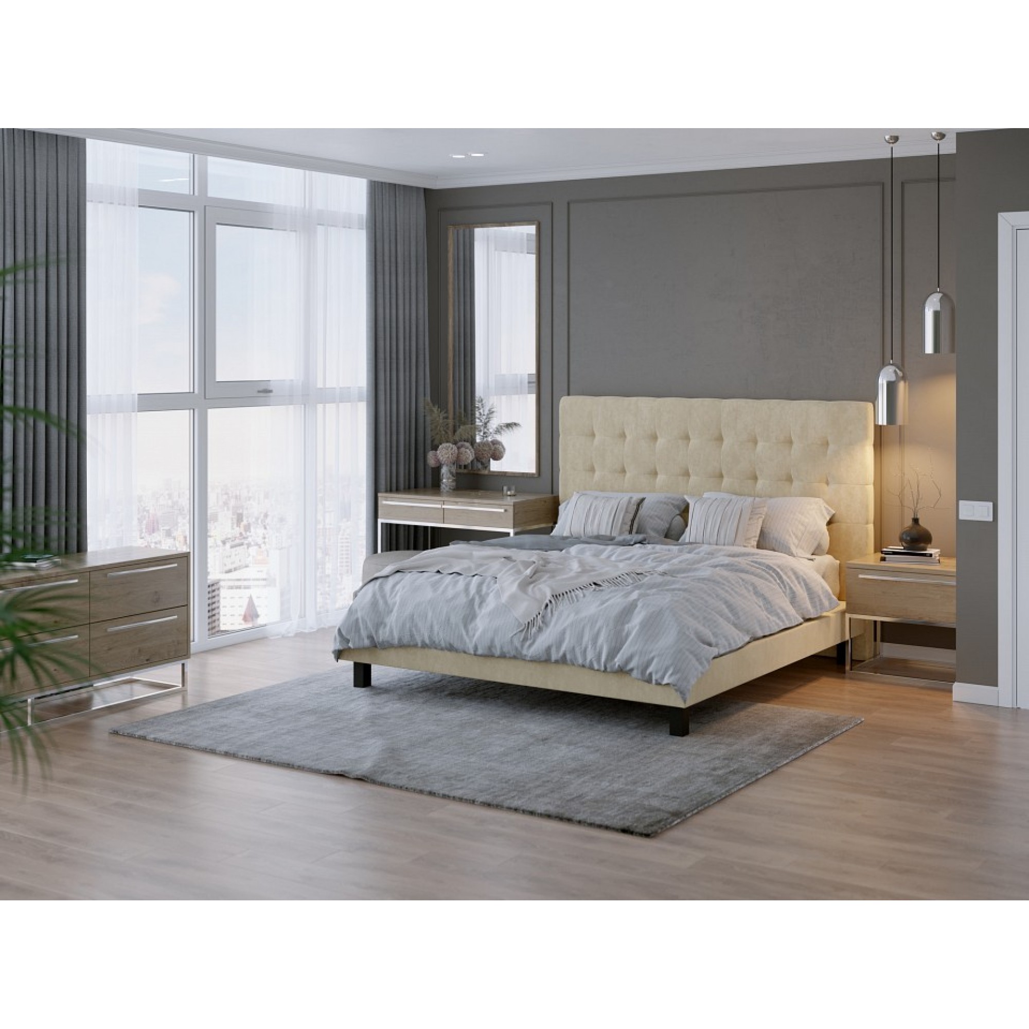 Кровать двуспальная Madrid Boxspring Standart  ORM_160-200-MadridBoxspringStandart-LoftyIvory