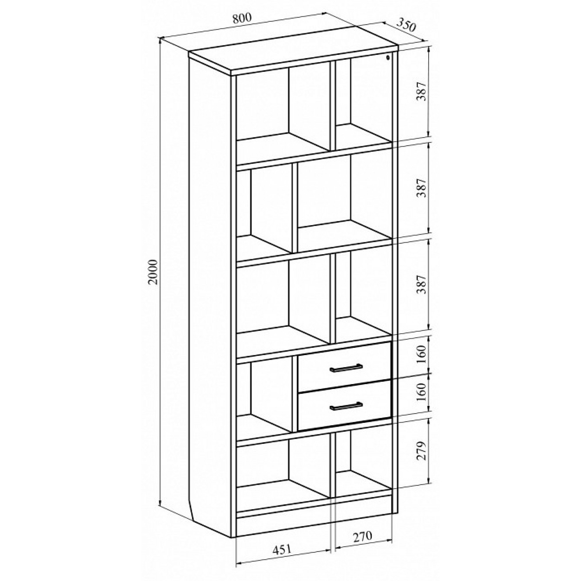 Стеллаж комбинированный Виктория ВИ-02К    KOM_VI-02K_2