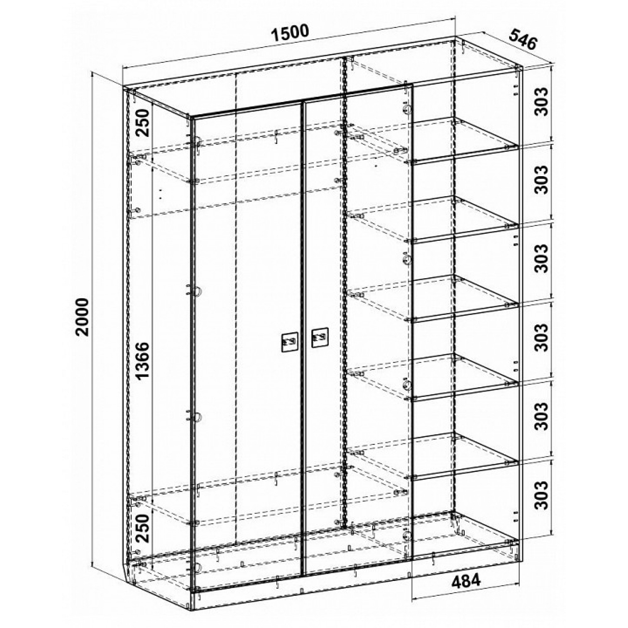 Шкаф платяной Анастасия АН-03К KOM_AN-03K_1-6