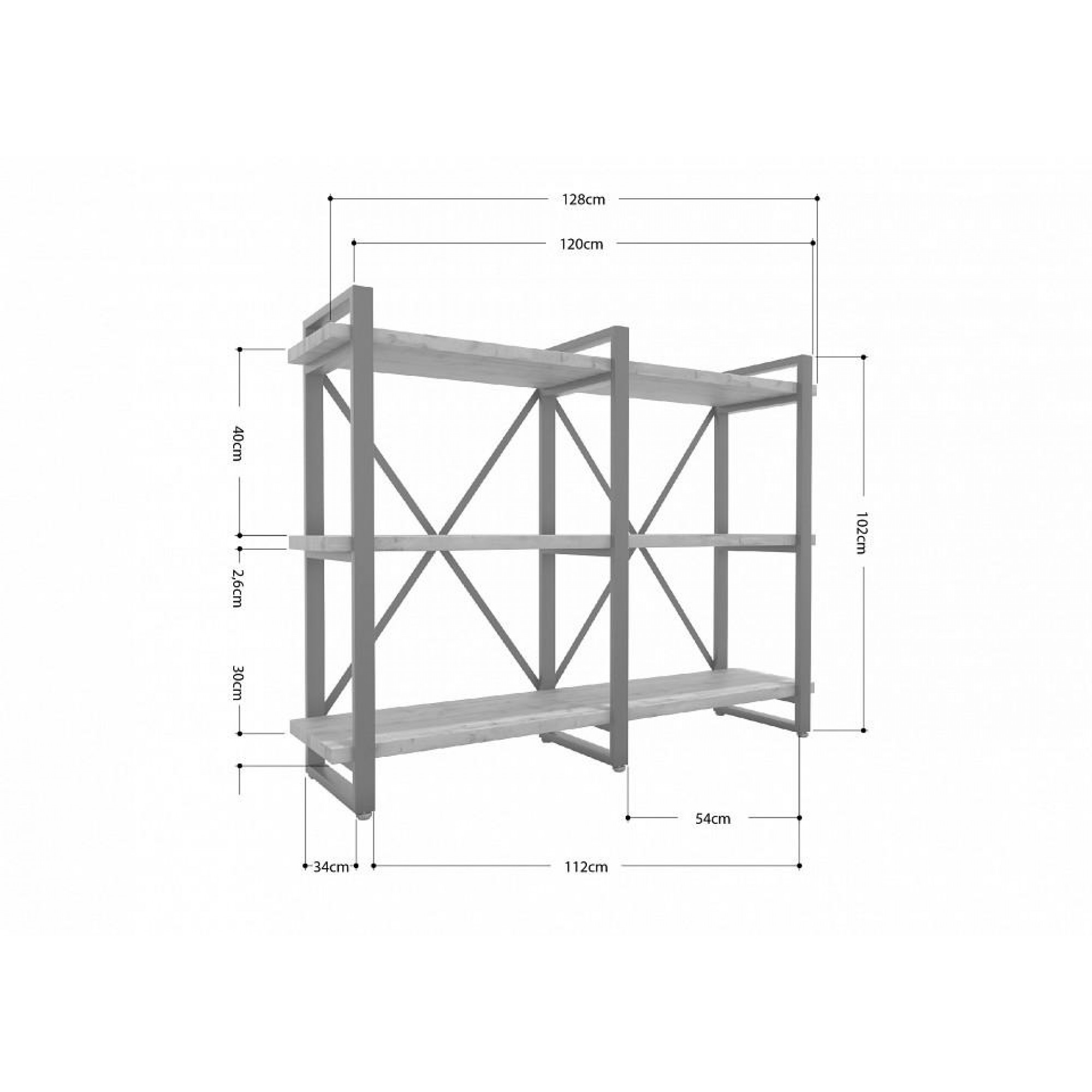 Стеллаж Айсберг Лофт 120x102-3    FSN_4s-sice-120-102-3-9003-grafit