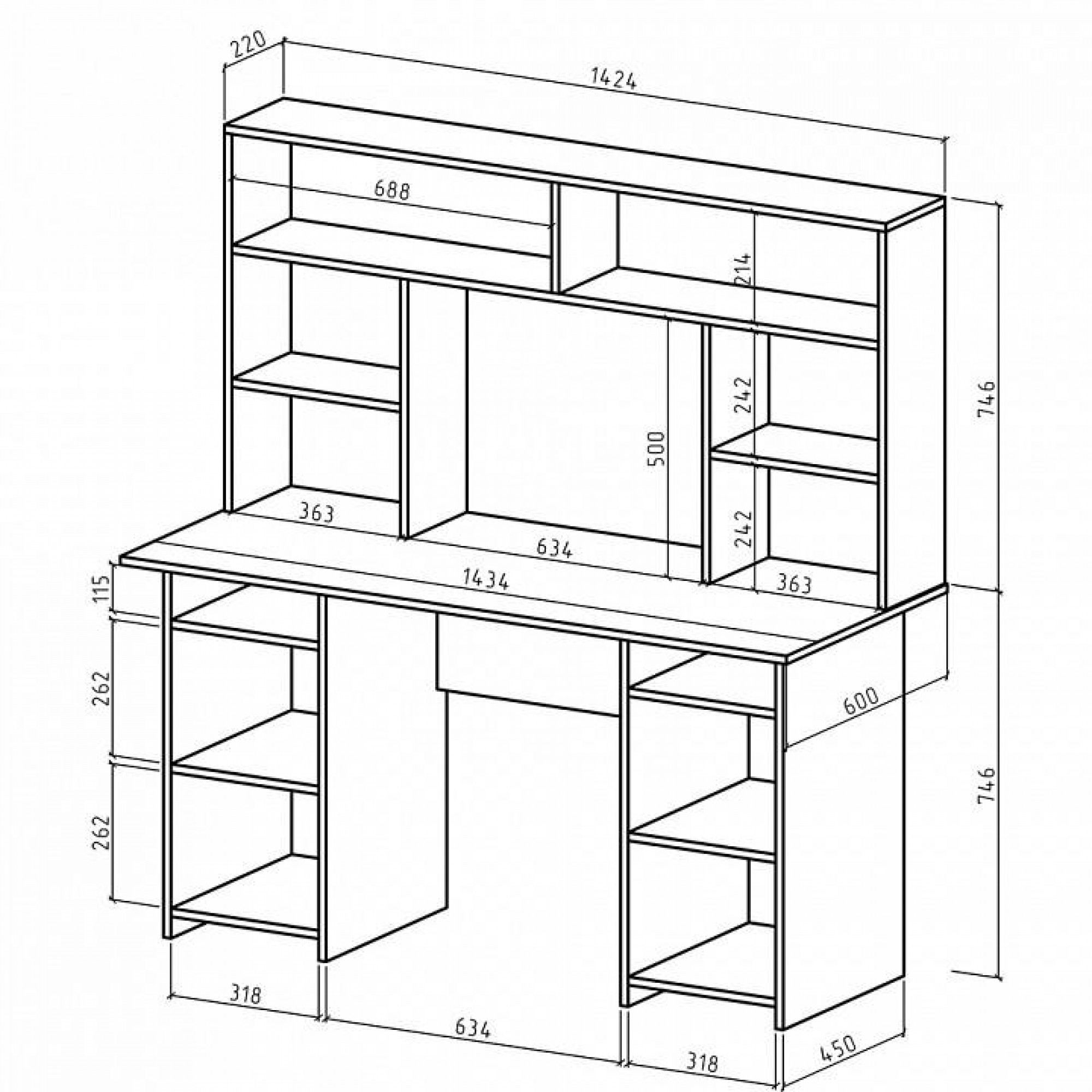 Стол компьютерный Лайт-6 СН    MAS_PSLT-6-SN-DS