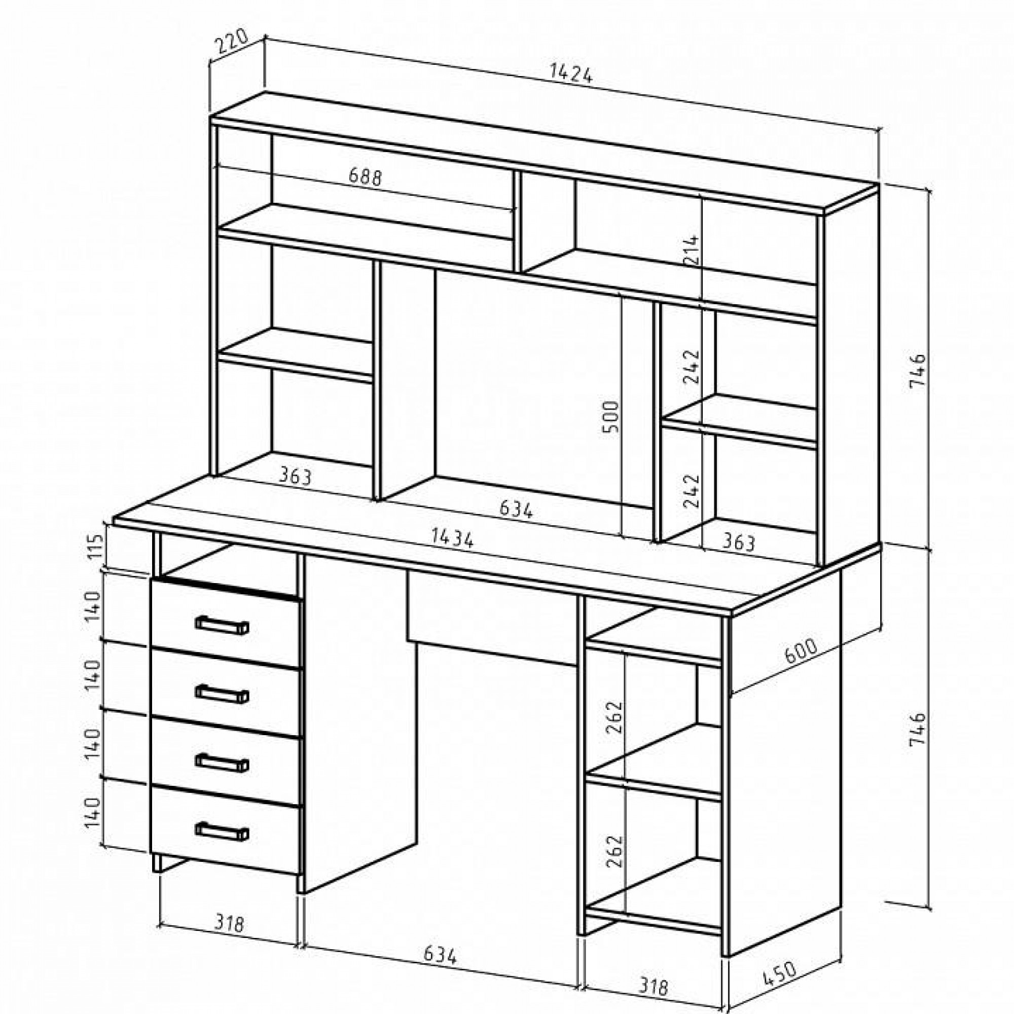 Стол компьютерный Лайт-8 СН    MAS_PSLT-8-SN-DM