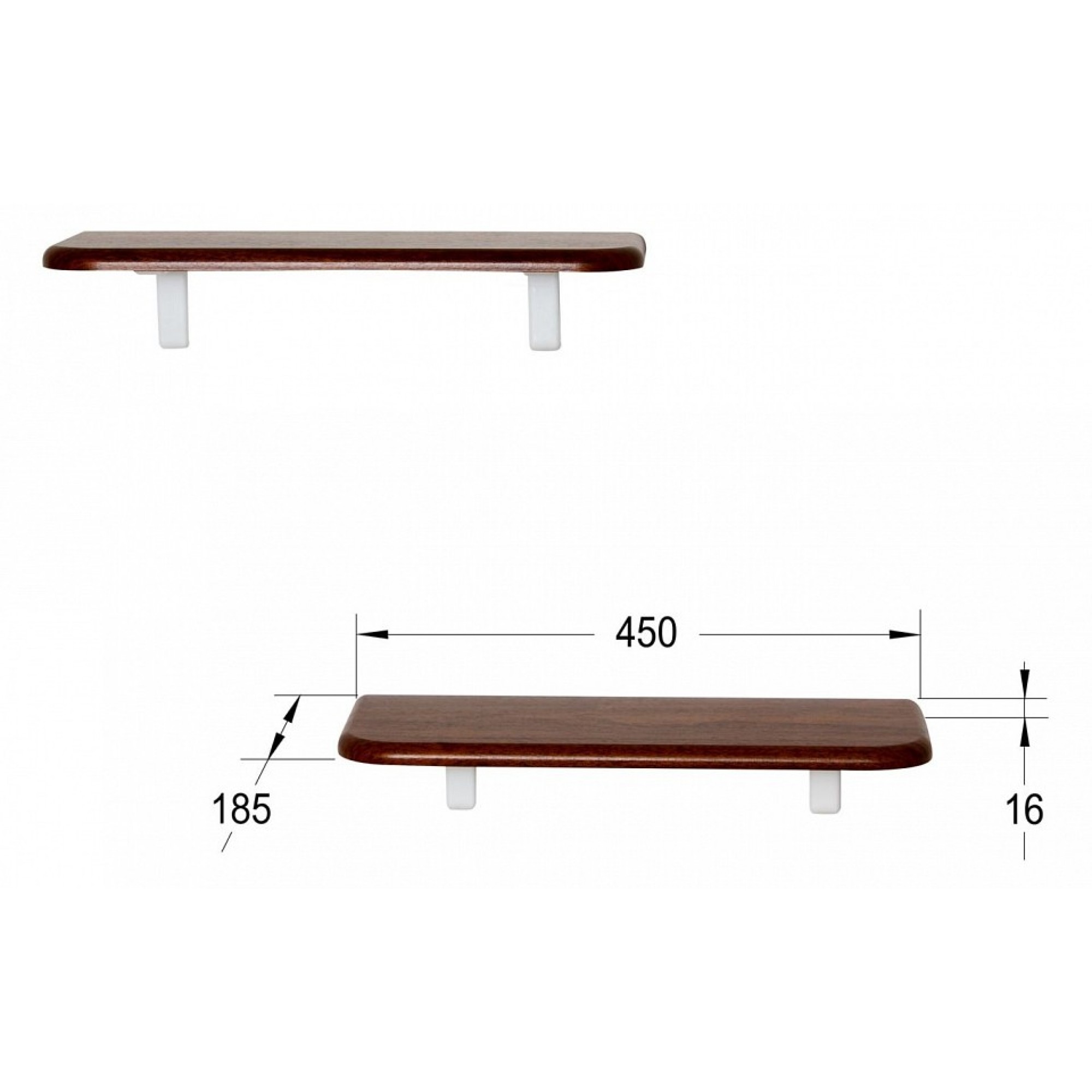 Набор из 2 полок навесных Сочи 450 древесина коричневая нейтральная орех 450x185x16(KLF_9374506903)