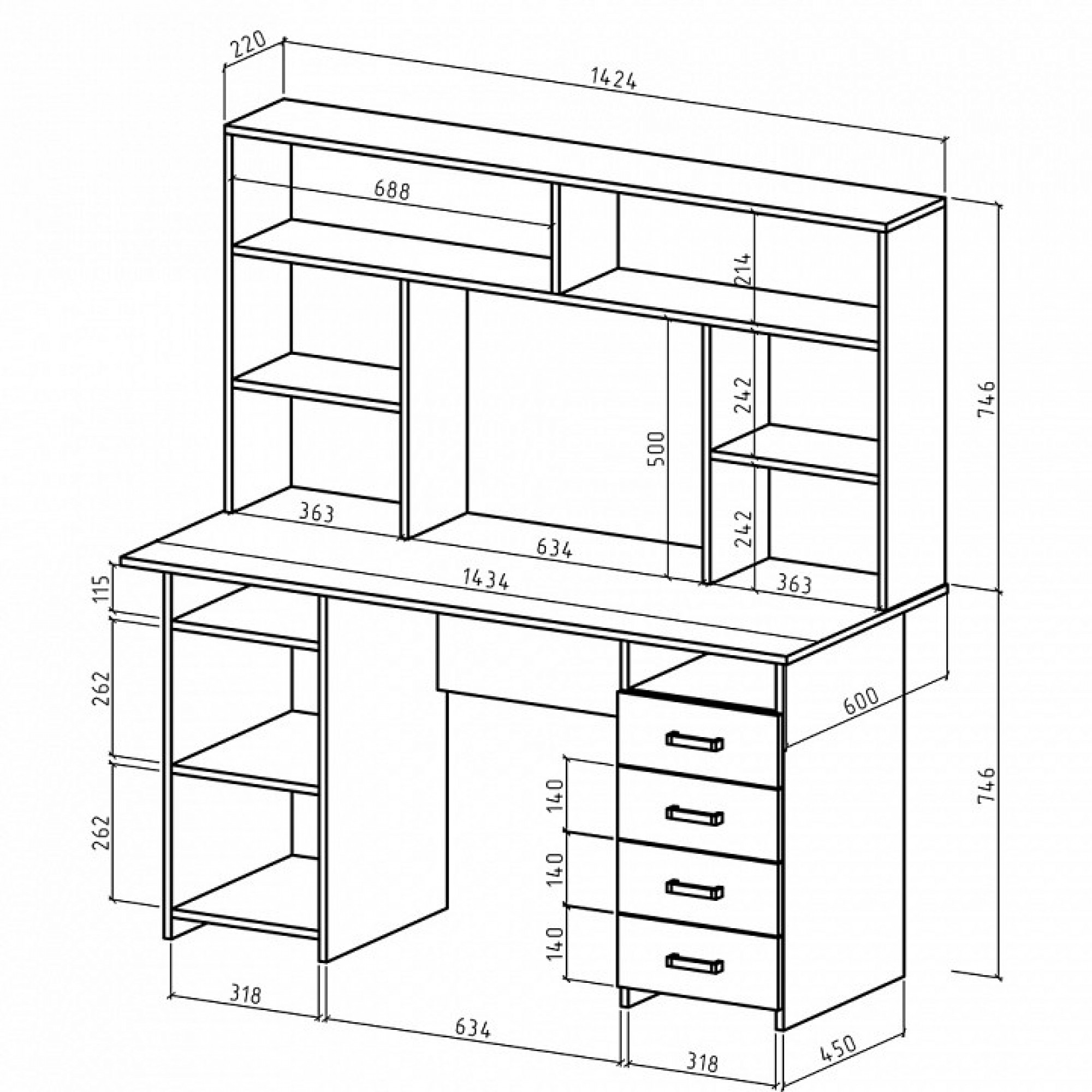 Стол компьютерный Лайт-7 СН    MAS_PSLT-7-SN-DSB